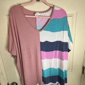 Colorful Striped V-Neck Women's Top size 4X